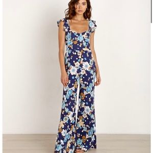For love & lemons jumpsuit blue floral